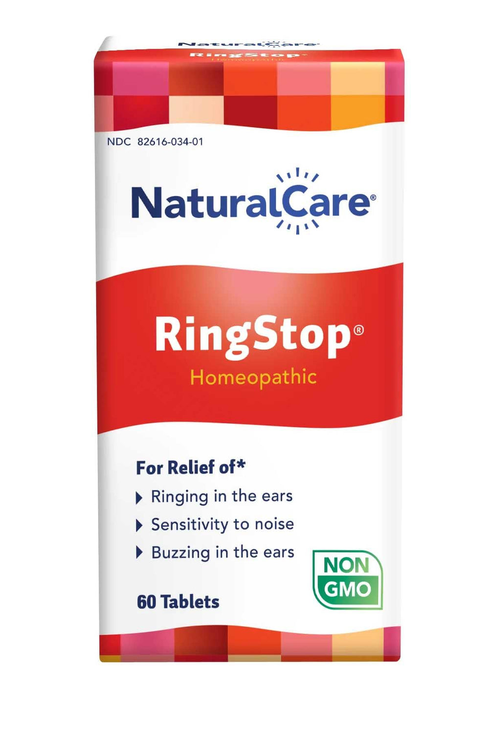 NaturalCare RingStop bottle front view for easy daily tinnitus support.