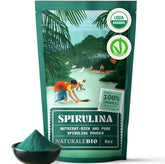 NaturaleBio spirulina packaging highlights organic origin for smoothies