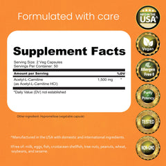 NaturaLife Acetyl L-Carnitine capsules close-up showing vegan capsules