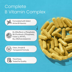 NaturaLife Labs Vitamin B-Complex capsules closeup — reveals clean, single-ingredient capsule formulation.