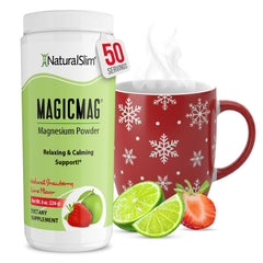 NaturalSlim MagicMag magnesium citrate powder bottle for easy relaxation daily routine.