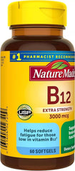 Nature Made B-12 softgels close-up showing capsules for brain support.