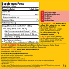 Close-up of Nature Made Burp Less Omega-3 softgel highlighting convenient daily intake.