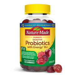 Nature Made Digestive Probiotics Energy B12 Gummies bottle front promotes daily digestive support