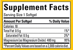 Nature Made High Potency Magnesium 400 mg softgels close-up ideal for energy metabolism.