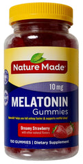Nature Made Melatonin Dreamy Strawberry bottle shown, promoting smooth sleep onset and restful nights.