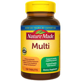 Nature Made multivitamin bottle front for daily nutritional support and convenience.