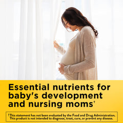 Closeup of Nature Made Postnatal Multivitamin + DHA softgels highlighting daily use