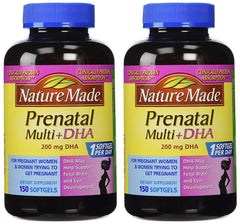 Nature Made Prenatal Multi + DHA softgels 2-pack bottle for daily prenatal support