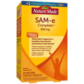 Nature Made SAM-e 200 mg Complete bottle front shows mood support and daily wellness.