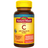 Nature Made Super C D3 Zinc tablets bottle shown for daily immune support.
