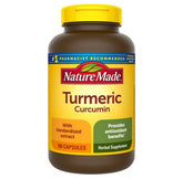 Nature Made Turmeric Curcumin 500 mg bottle, antioxidant support for daily wellness.