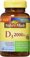Nature Made Vitamin D3 2000 IU liquid softgels bottle for daily wellness support.