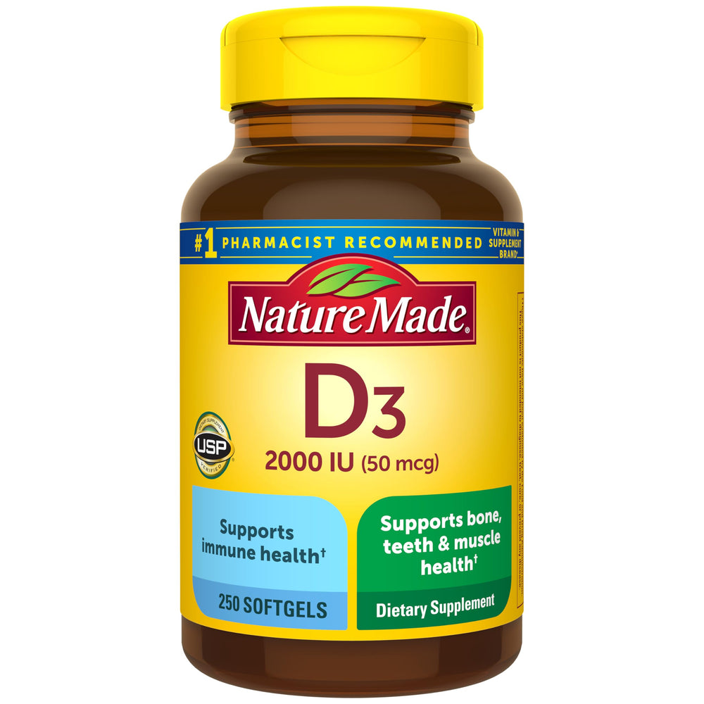 Nature Made Vitamin D3 2000 IU softgel for immune and bone health support