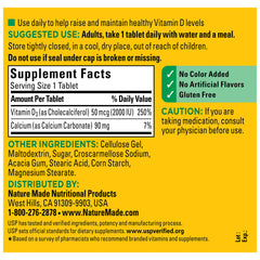 Nature Made Vitamin D3 daily-use tablets ready with a meal