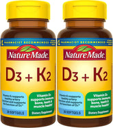Nature Made Vitamin D3 K2 pack of 2 bottles front view for daily supplementation