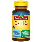 Nature Made Vitamin D3 K2 softgels bottle front for bone and immune support