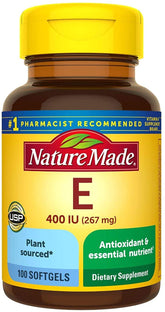 Nature Made Vitamin E 400 IU softgels pack of 2 bottles front view for daily use