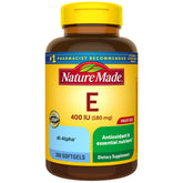 Nature Made Vitamin E bottle with 300 softgels for daily antioxidant support.