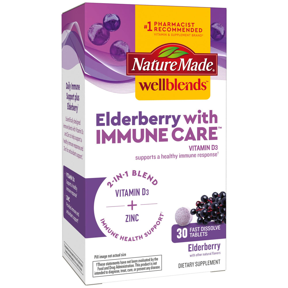 Nature Made Wellblends Elderberry with ImmuneCare bottle for daily immune support.