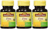 Nature Made Zinc 30 mg, frente del envase, ideal para la ingesta diaria.
