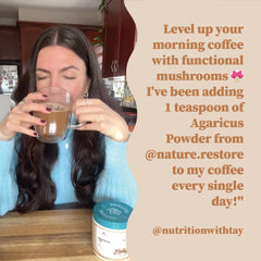 Nature Restore powder integrates into coffee or morning beverages smoothly.