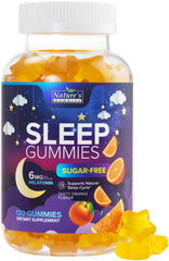 Nature's Gummies Sleep 6mg bottle with orange gummies for restful nights.