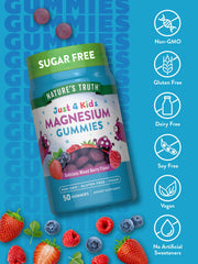Nature's Truth gomitas magnesio niños textura, frambuesa, opción vegana para merienda.