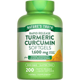 Nature's Truth Turmeric Curcumin Complex bottle with black pepper for absorption.