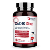 Nature Target CoQ10 100 mg softgel bottle for heart health support