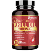 Nature Target Krill Oil bottle front highlighting omega-3 potency for heart and brain support