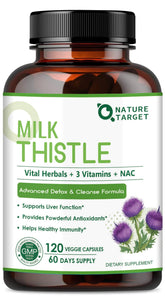 Nature Target Milk Thistle bottle front for liver support on your shelf