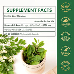 Nature Target Moringa capsules bottle open with capsules ready for daily use.