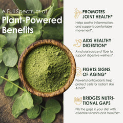 Nature Target Moringa capsules ingredient panel shows pure leaf extract emphasis.