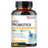 Nature Target Probiotics for Men bottle supports daily gut comfort.