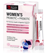 Nature Target probiotics for women powder bottle supports easy daily use and digestive health.