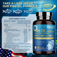 Nature Target Triple Omega 3-6-9 softgels closeup highlighting omega content.