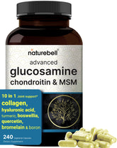 NatureBell Advanced Glucosamine Chondroitin MSM bottle supports daily joint comfort and mobility.