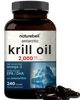 NatureBell Antarctic Krill Oil bottle showing a strong omega-3 option with no fishy aftertaste