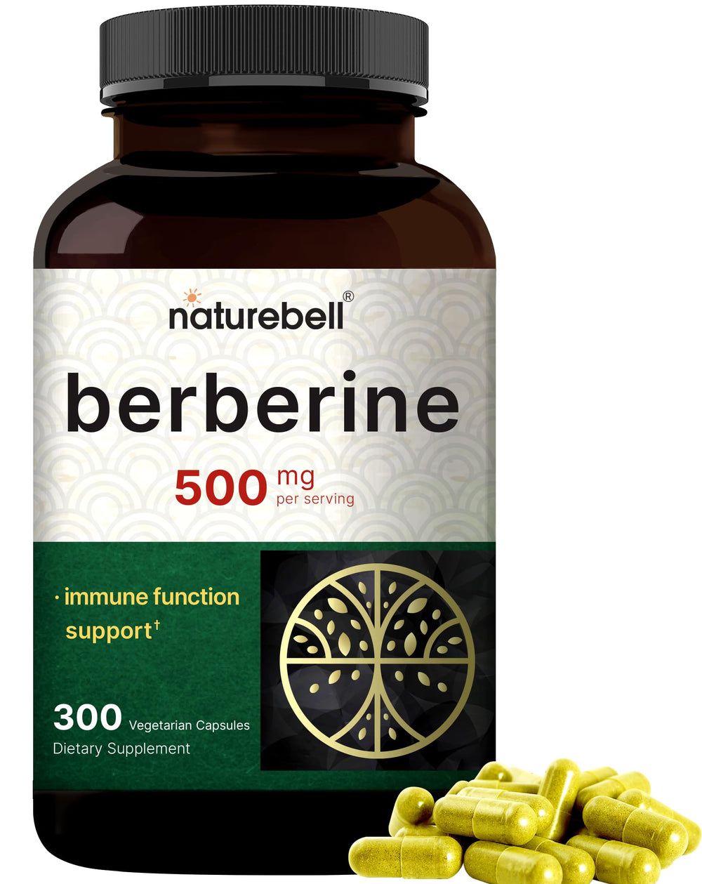 NatureBell Berberine Supplement bottle front with plant-based capsules for daily wellness