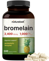 NatureBell Bromelain bottle front showing dosage label for digestive support.