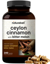 NatureBell Ceylon Cinnamon bottle showing organic capsule supply for daily use