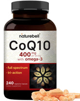 NatureBell CoQ10 400mg Omega-3 capsules bottle ready for daily heart and energy support.