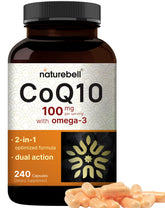 NatureBell CoQ10 Omega-3 bottle shown for everyday heart wellness and routine support.