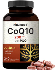 NatureBell CoQ10 with PQQ bottle for daily energy support and antioxidant potential.