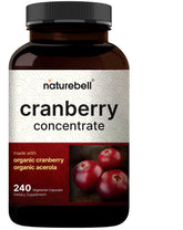 NatureBell Cranberry Pills with Acerola bottle showing organic capsules for daily wellness