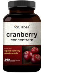 NatureBell Cranberry Pills with Acerola bottle showing organic capsules for daily wellness