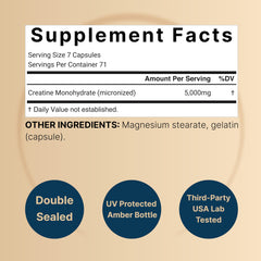 NatureBell Creatine Monohydrate capsules unflavored, clean supplement profile
