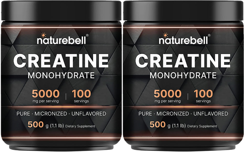 NatureBell creatine monohydrate two-pack packaging for training routines