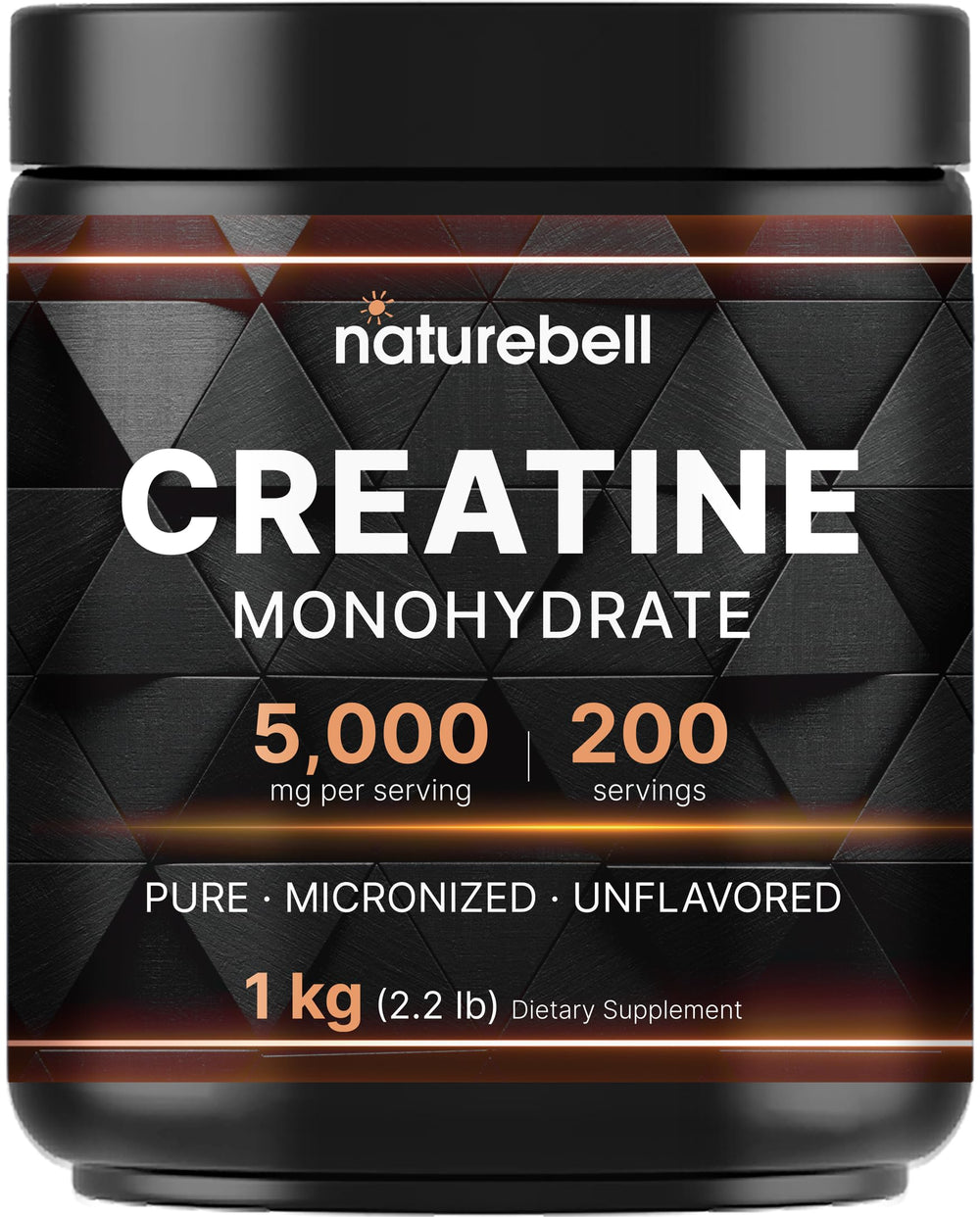 NatureBell Creatine Monohydrate powder jar supports steady energy during workouts.